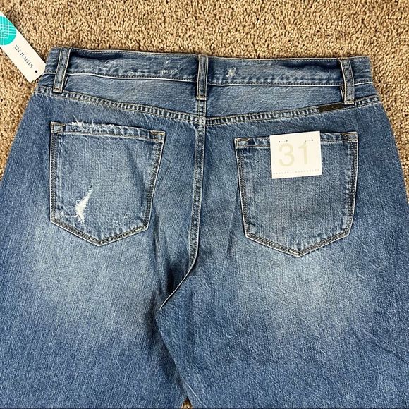 NWT Kancan Stitch Fix Medium Wash Raw Hem Roll Cuff Straight Leg Cropped Jeans - Picture 4 of 6